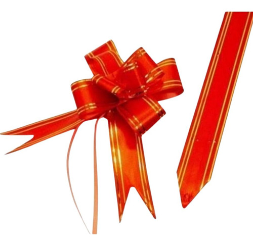 100 Laços Pronto Fácil Mágico P 11mmx205m Fita P/ Presente Vermelho Lisa