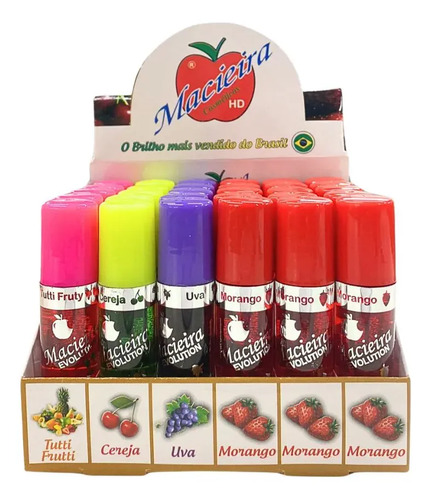 Brilho Labial Gloss Batom Macieira Hd Box Cx 30 Uni Atacado Sortidos