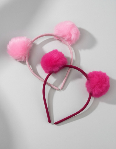 Kit 6 Und Tiara Arquinho Infantil Festa Pompom Maria Clara Rosa-claro