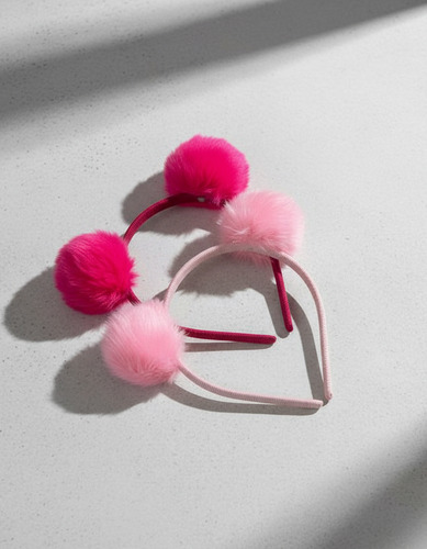 Kit 6 Und Tiara Arquinho Infantil Festa Pompom Maria Clara Rosa-claro