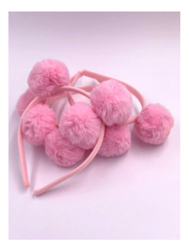 Kit 6 Und Tiara Arquinho Infantil Festa Pompom Maria Clara Rosa-claro