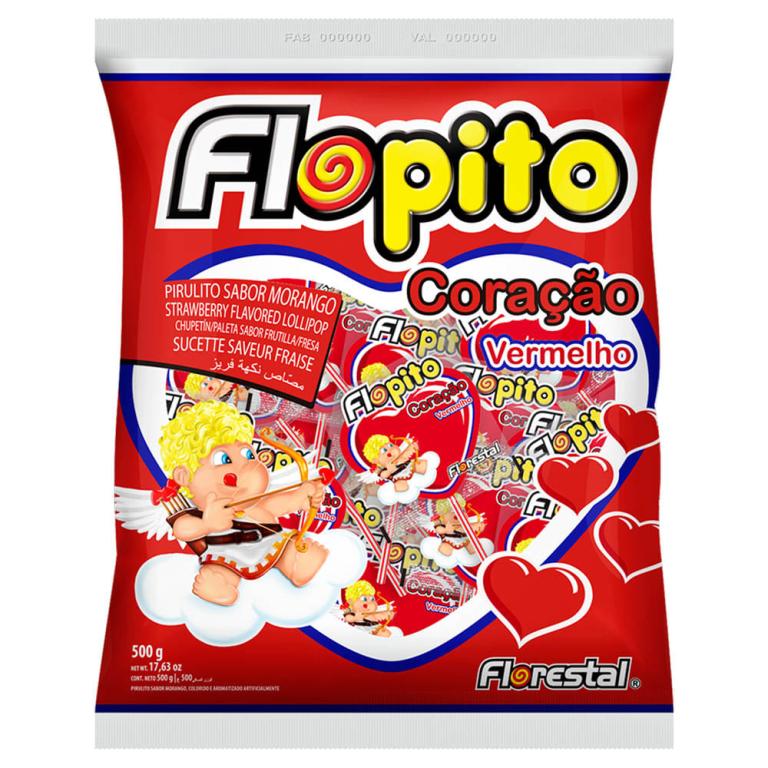 PIRULITO CORAÇÃO MORANGO GRANDE1X500G