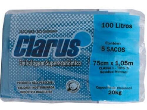 SACO P/LIXO CLARUS 100L DOBRADO AZUL 5UN