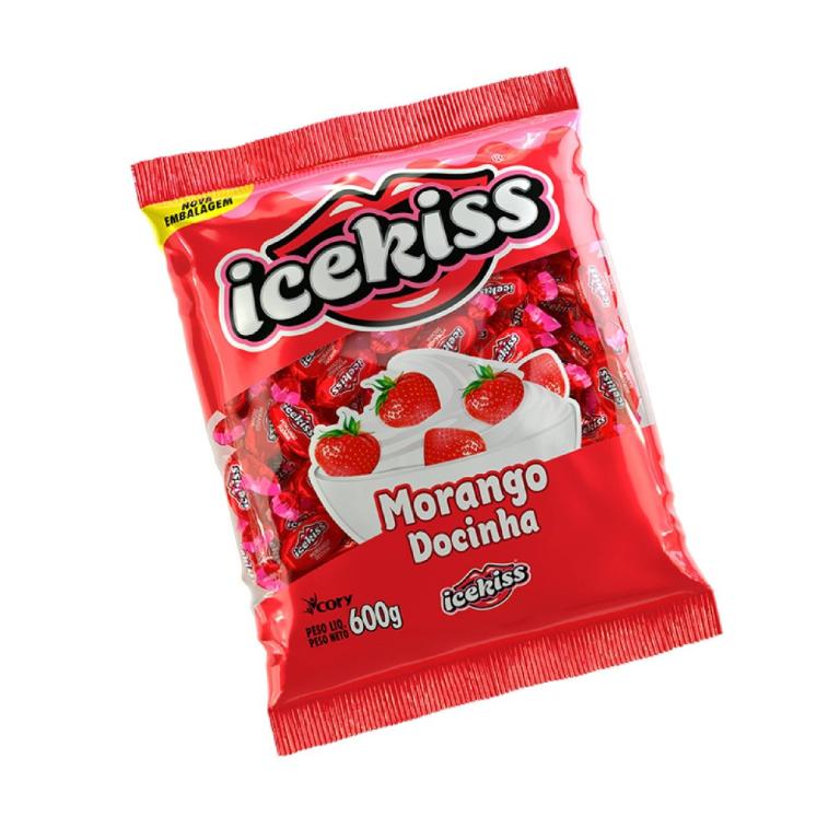 BALA ICEKISS DOCINHA MORANGO 1X600G