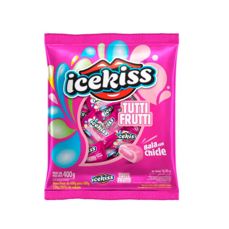BALA ICEKISS CHICLE TUTTI FRUTI 1X400G