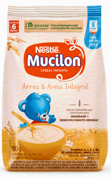 MINGAU MUCILON ARROZ E AVEIA 12X180G
