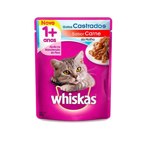 RACAO WHISKAS SACHE GATOS CAST CARNE 20X85GR