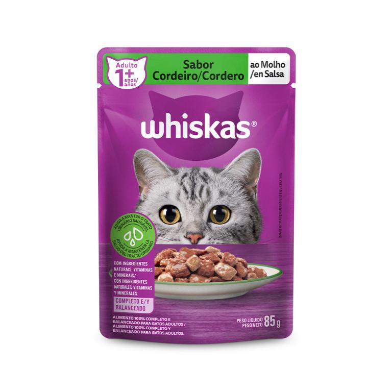 RACAO WHISKAS SACHE ADULTO CORDEIRO 20X85GR