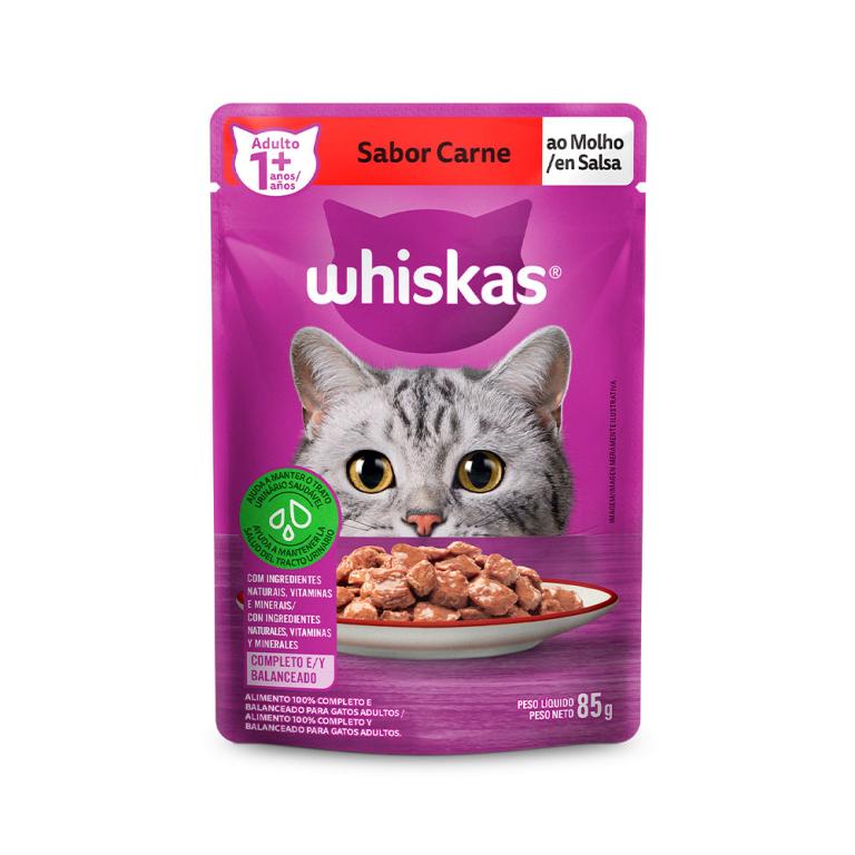 RACAO WHISKAS SACHE ADULTO CARNE 12X85GR