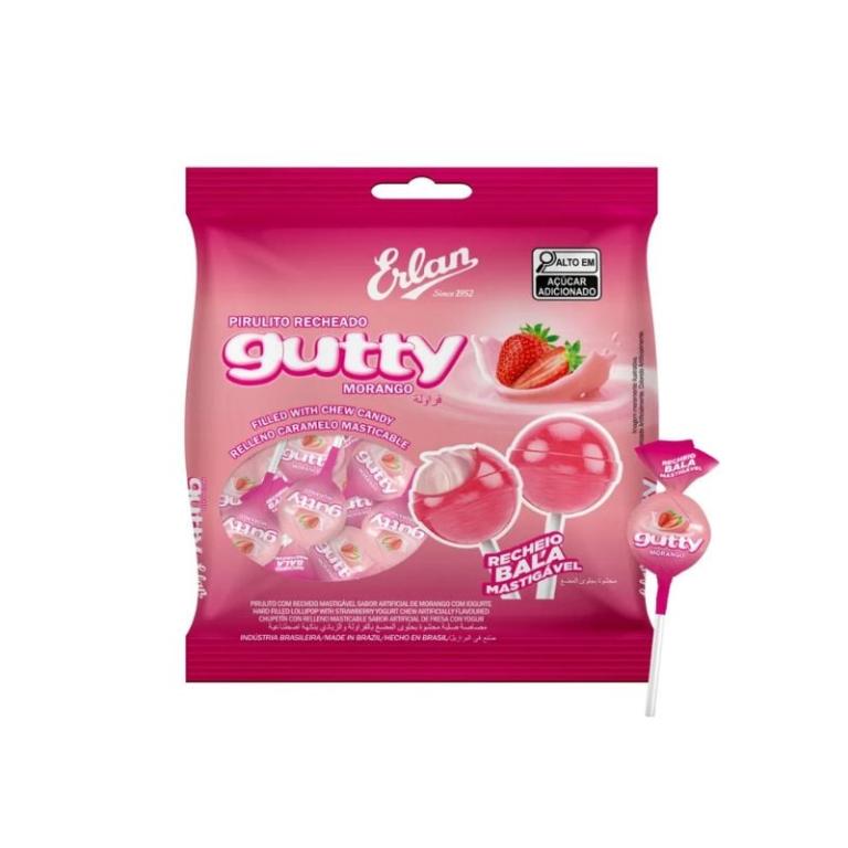 PIRULITO ERLAN GUTTY MORANGO 1X480G