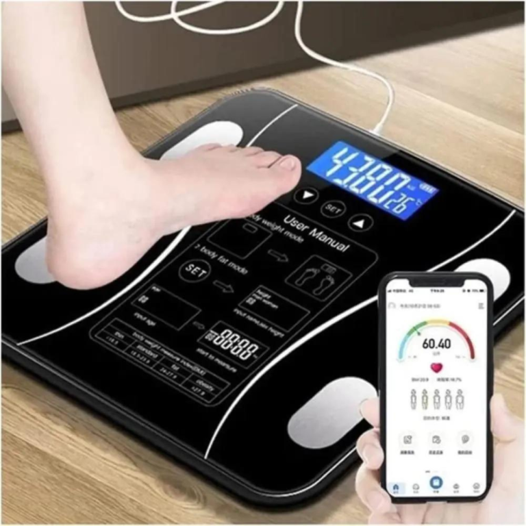 BALANÇA CORPORAL DIGITAL DE VIDRO BIOIMPEDANCIA BLUETOOTH *