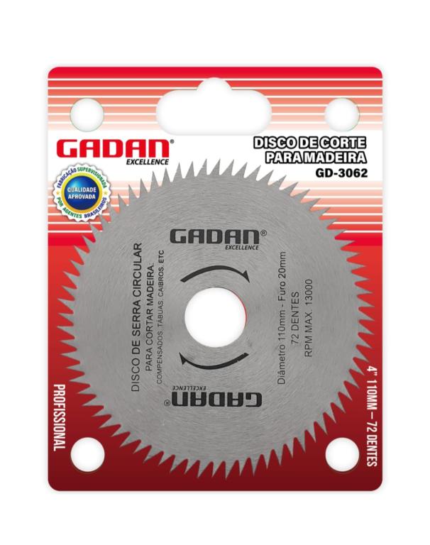 DISCO SERRA 4" 72 DENTES GADAN*