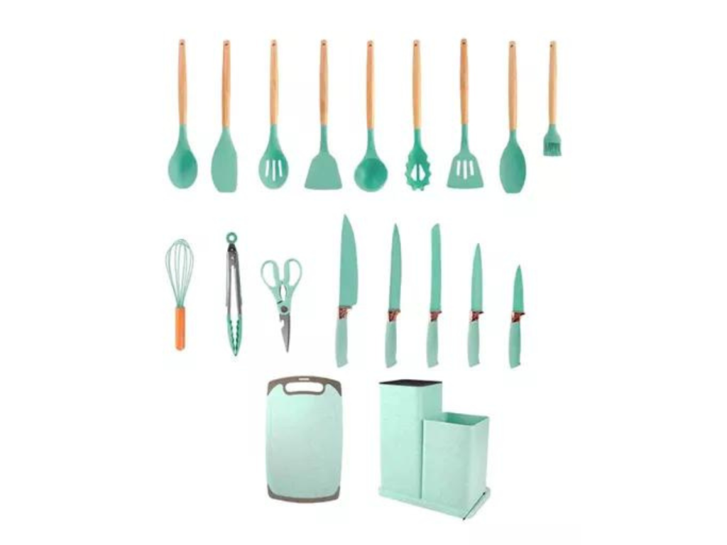 KIT CONJUNTO UTENSILIOS DE COZINHA SILICONE 19PÇS *