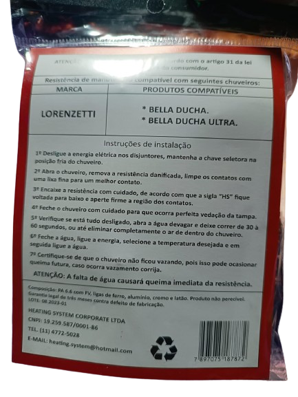 RESISTENCIA BELLA DUCHA (LORENZETTI) 220VX6800 HSCOMERCIAL*