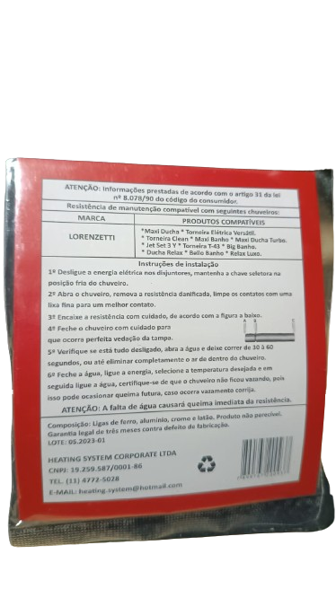 RESISTENCIA MAX DUCHA (LORENZETTI) 220VX5500 HSCOMERCIAL*