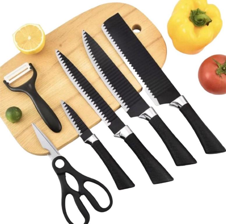 KIT FACA 6PÇS PRETA KAPBOM *
