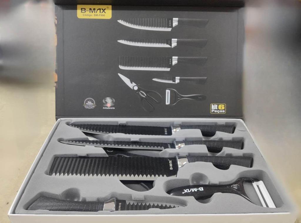 KIT FACA 6PÇS PRETA KAPBOM *