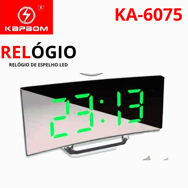 RELOGIO MESA ESPELHADO LED TELA CURVA KA-6075 *