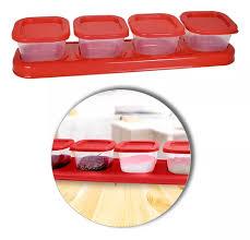 PORTA TEMPERO 4POTES 200ML VERMELHO *