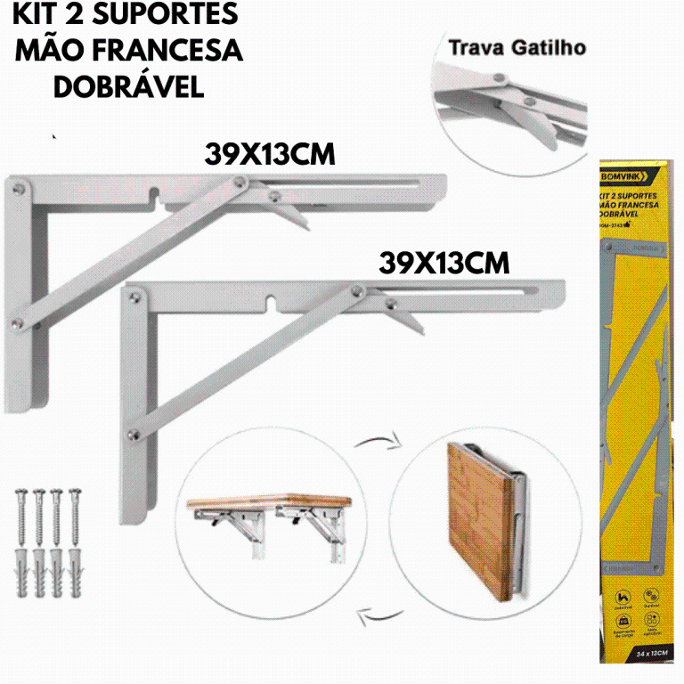 KIT PRATELEIRA DOBRAVEL 39X13CM (GRANDE)*