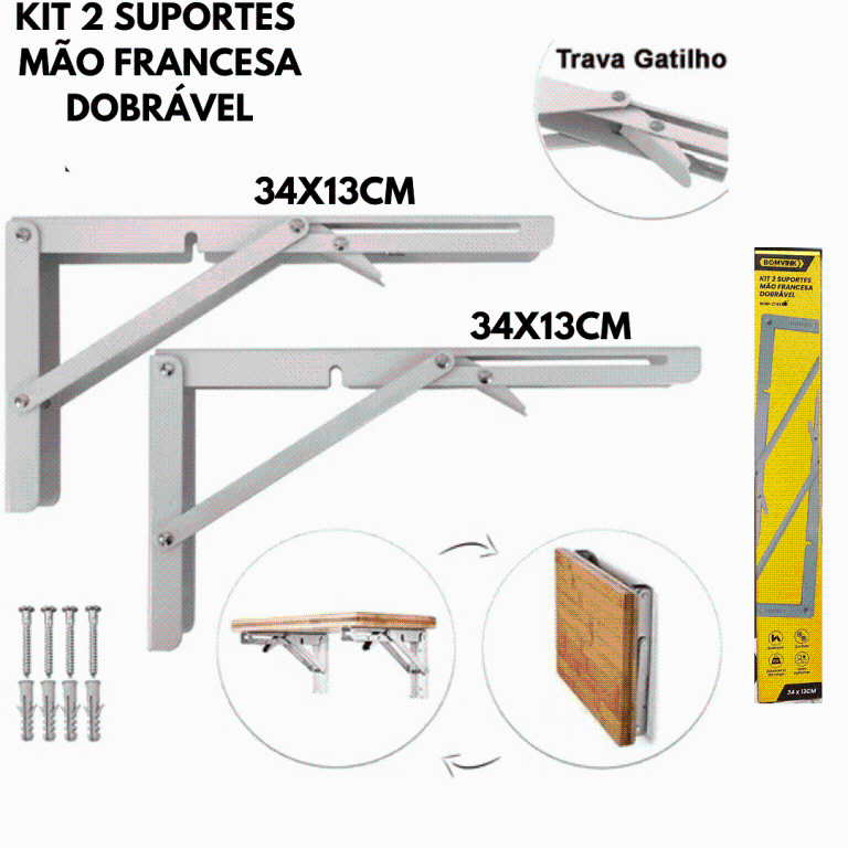 KIT PRATELEIRA DOBRAVEL 34X13CM (MEDIA)*