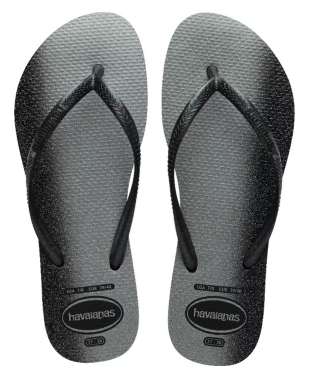 HAVAIANAS SLIM GLOSS PRETO/PRETO 35/36*