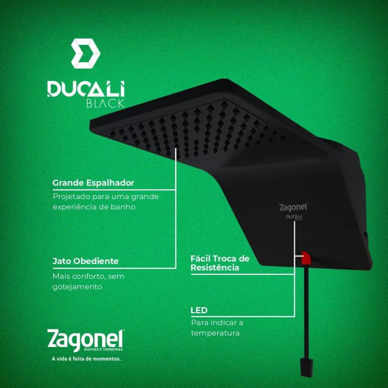 DUCHA ZAGONEL DUCALI BLACK ELETRONICA 7500WX220V*