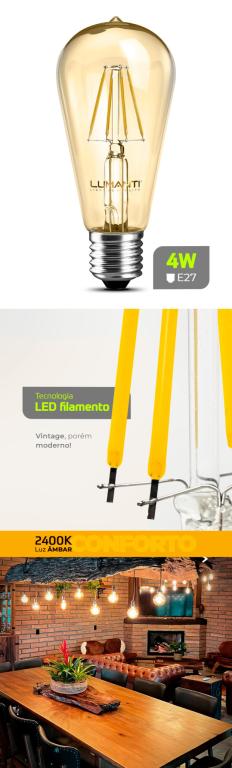 LAMPADA LED 4W RETRO PERA FILAMENTO 2400K MORNA*