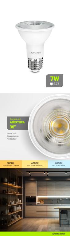 LAMPADA LED PAR 20 7W 65000K MORNA LUMANTI*