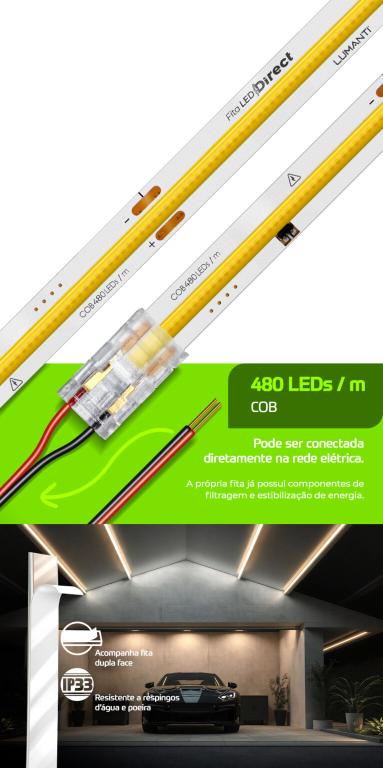 FITA LED COB 8MM 480LEDS 6000K (METRO) IP33*