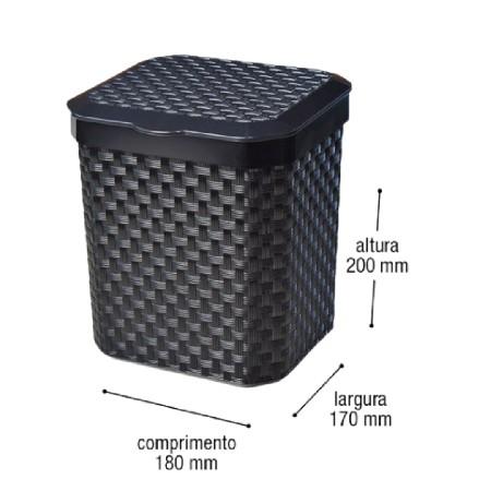 LIXEIRA DE PIA 5L RATTAN PRETA ARQPLAST 25809*