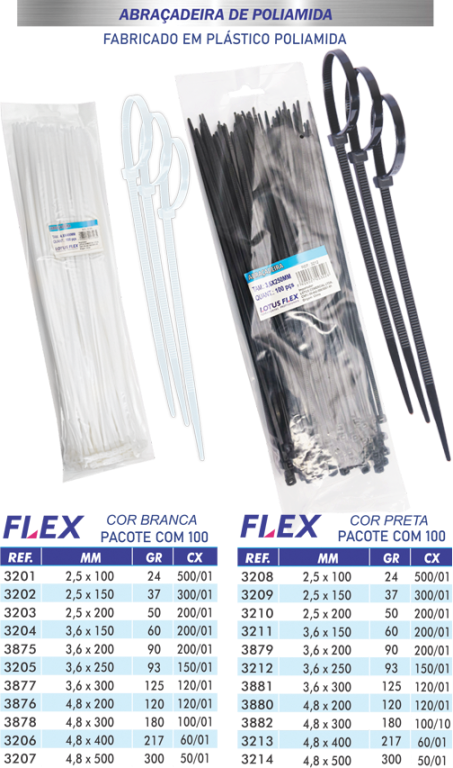 ABRACADEIRA NYLON PRETA 4,8X500MM 100PÇS LOTUS FLEX*
