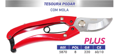 TESOURA PODA 8"C/MOLA PLUS LOTUS*
