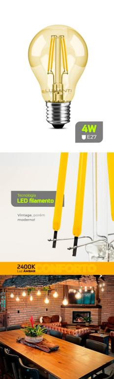 LAMPADA LED 4W RETRO GLOBO G60 FILAMENTO 2400K MORNA*