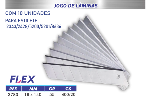 LAMINA ESTILETE 18MM (10PÇS) FLEX LOTUS*