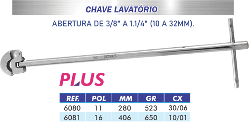 CHAVE LAVATORIO 16" LOTUS*