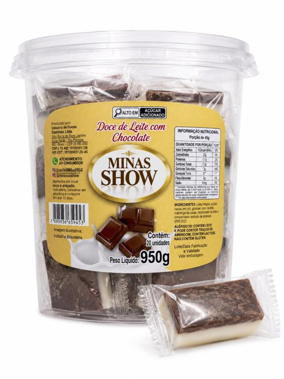 DOCE 2x 20un 950g DE LEITE COM CHOCOLATE MINAS SHOW