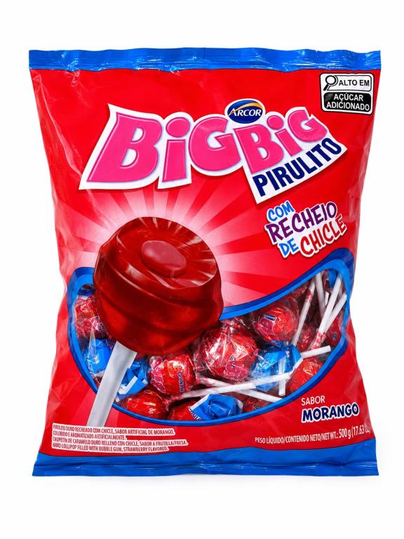 PIRULITO 1x 500g SABOR MORANGO BIG BIG