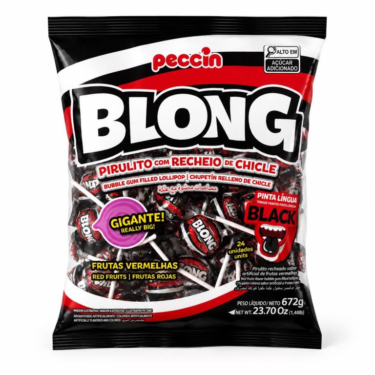 PIRULITOS 1x 24un 672g BLONG COM RECHEIO SORTIDO CHICLETE GIGANTE