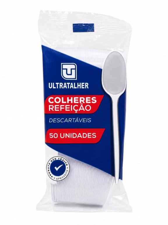 COLHER 2x 50un PARA REFEIÇÃO DESCARTÁVEL CRISTAL ULTRATALHER