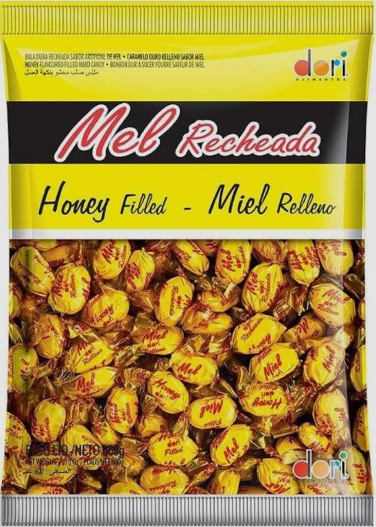 BALA 200un 1,2Kg DURA MEL RECHEADA DORI