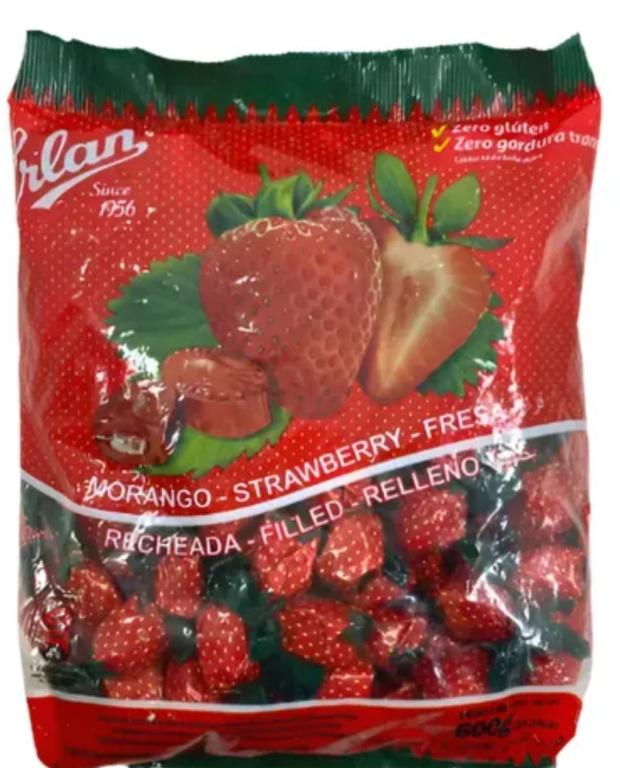 BALAS 240n 1,2Kg DURA MORANGO CESTINHA RECHEADA ERLAN