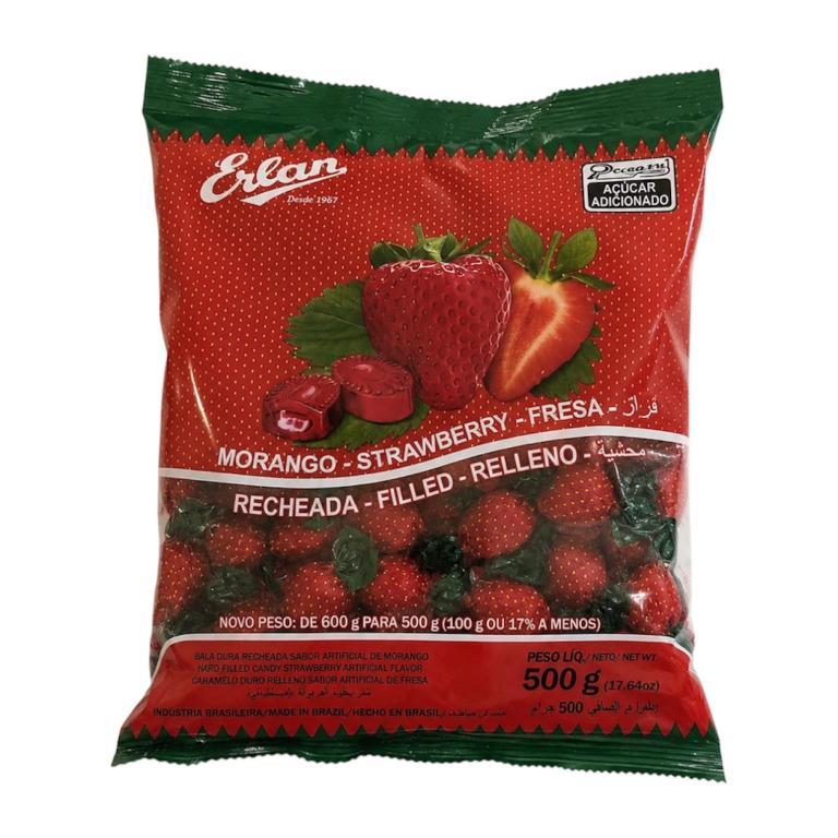 BALAS 240n 1,2Kg DURA MORANGO CESTINHA RECHEADA ERLAN
