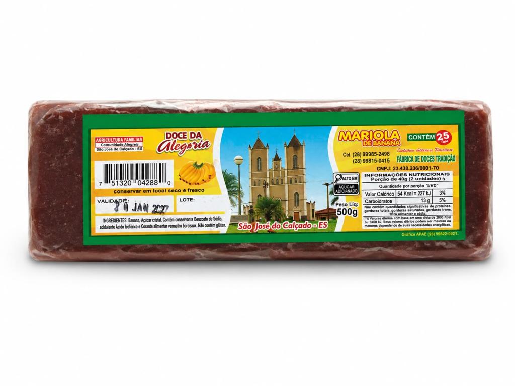MARIOLA 2x 25un 500g DE BANANA DOCE DA ALEGRIA