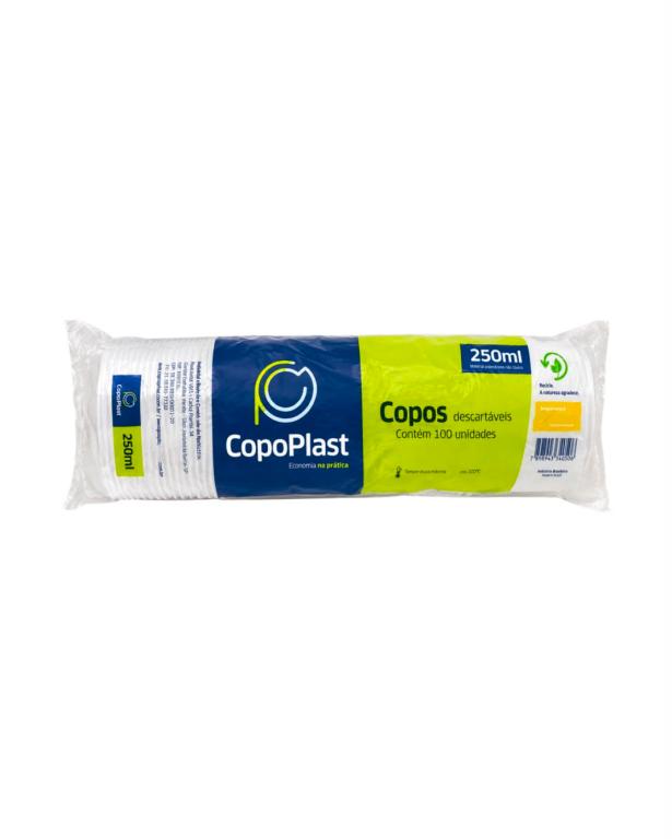 COPO 100un 250ml PS PLÁSTICO COPOPLAST