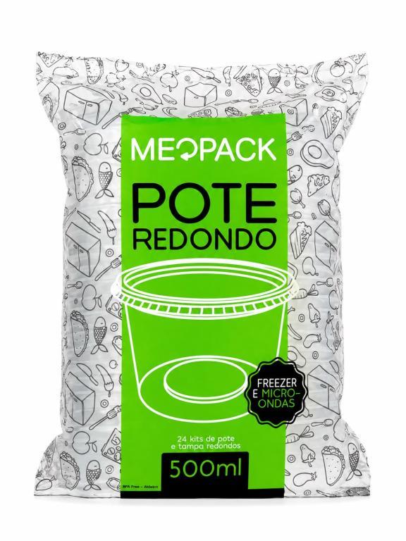 KIT 24un 500ml POTE PP REDONDO FREZEER MICROONDAS MEOPACK