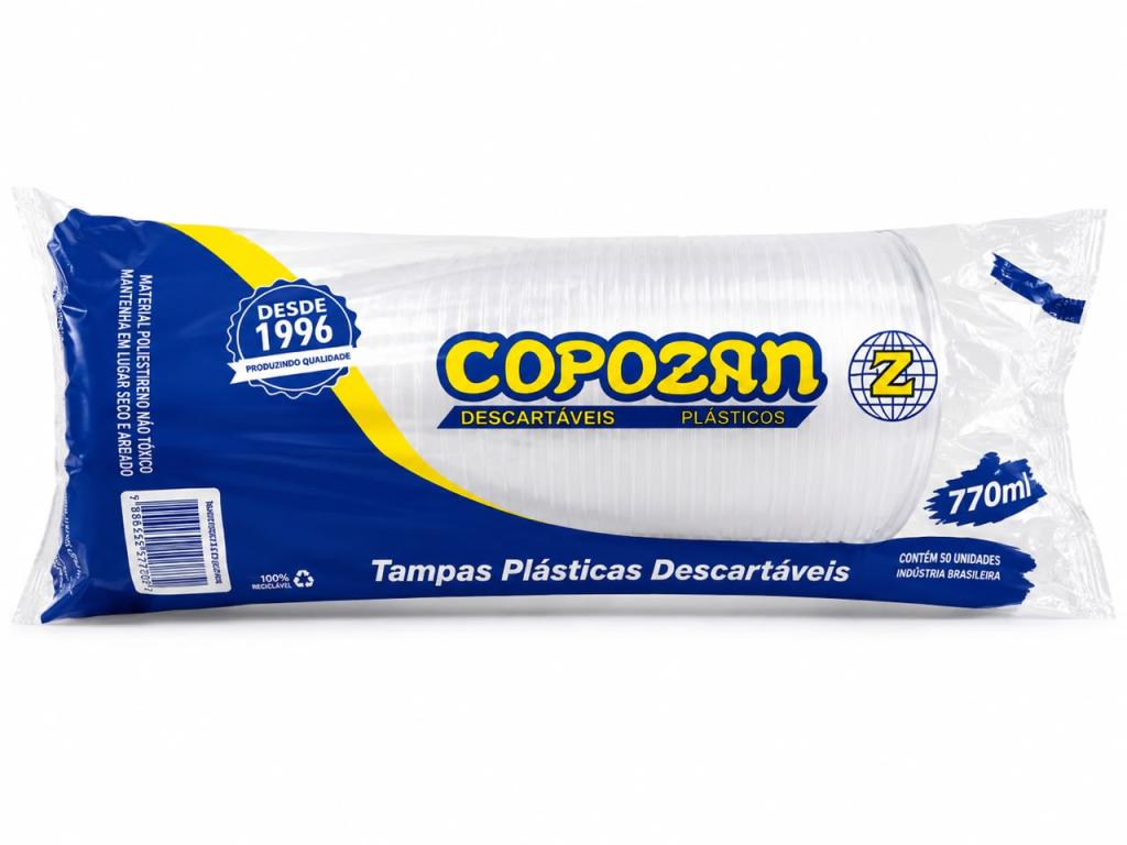 TAMPA 1x 50un PARA COPOS & POTES PP COPOZAN