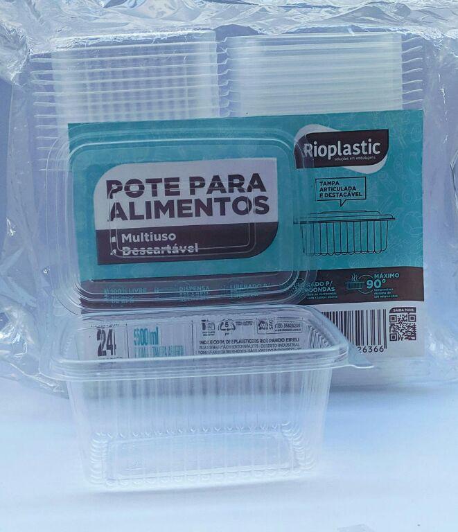 KIT POTE 8un 500ml RETANGULAR FREEZER E MICROONDAS RIOPLASTIC