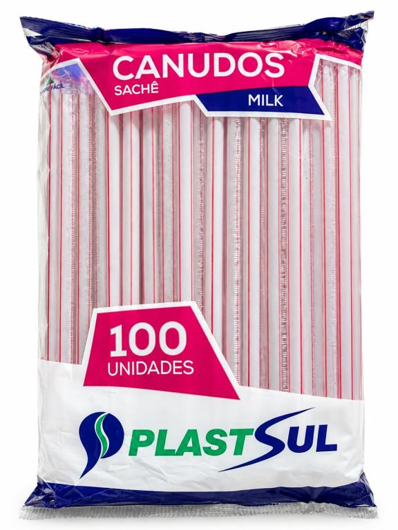 CANUDO 100un 8X21 PLASTSUL  PARA MILK SACHÊ PLASTSUL