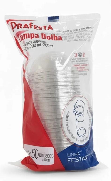 TAMPA 1x 50un PARA COPO BOLHA PRAFESTA